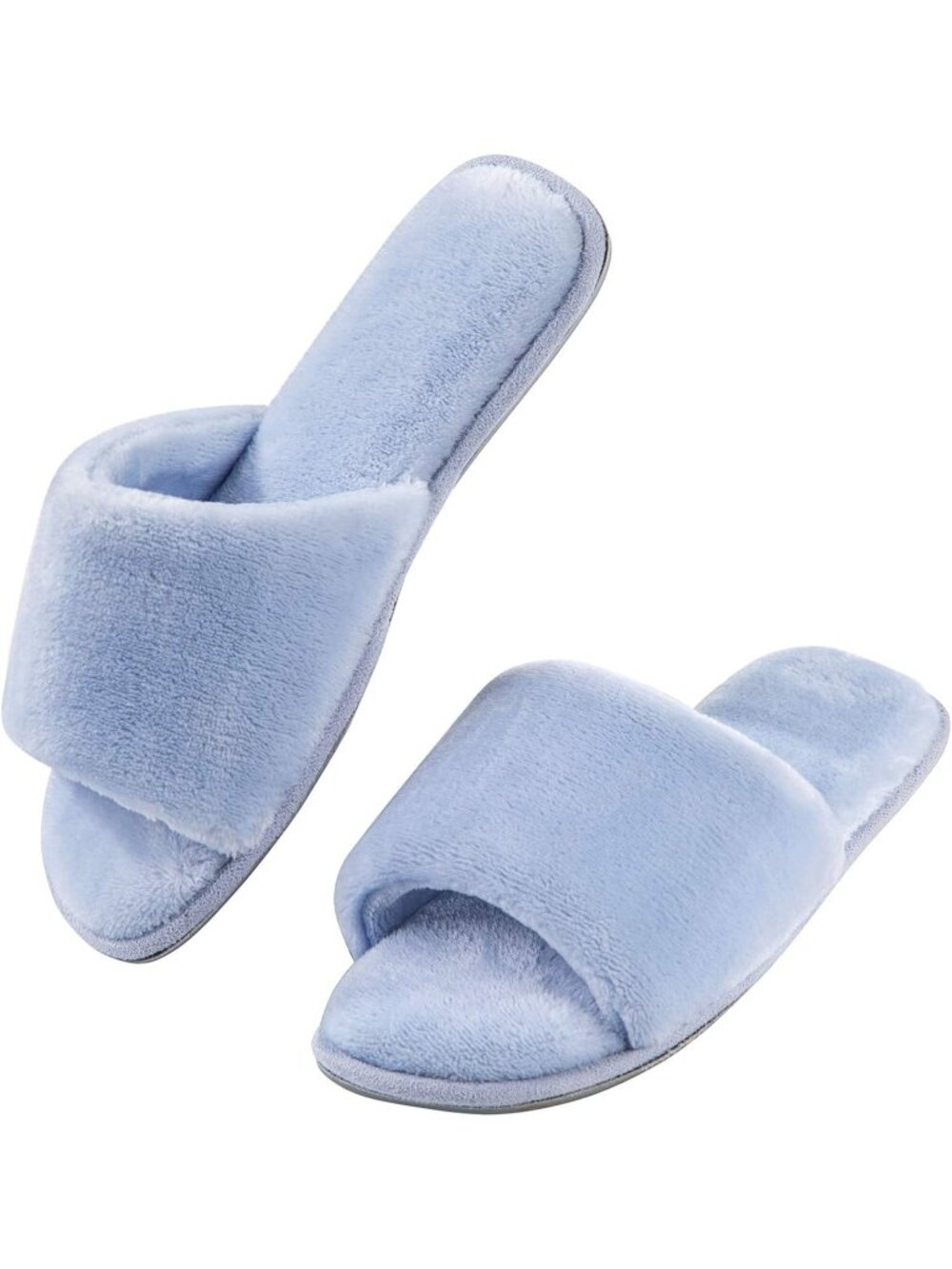 Women's Blue Open Toe Cozy Memory Foam Flannel Breathable Indoor Slippers